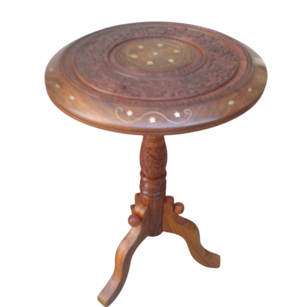 Round Table – Sheesham With Brass Inlay Top 