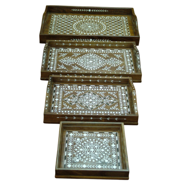 Tray (Set of 3)- White Inlay